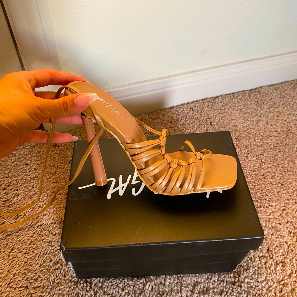 Nude Lace up Heels